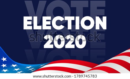 US presidential election 2020 November, USA ballot box candidate to keep America great. Waving flag wallpaper background in 4K resolution. American national flag of red & blue, stars.