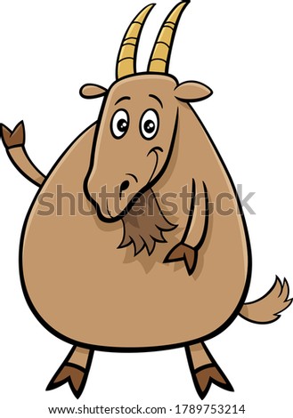 Cartoon Illustration of Funny Goat Farm Animal Comic Character