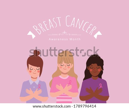 Breast cancer awareness month postcard background.