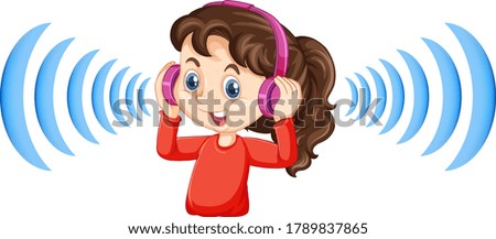 Girl wearing noise cancelling headphones illustration