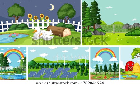 Six nature scenes with different locations illustration