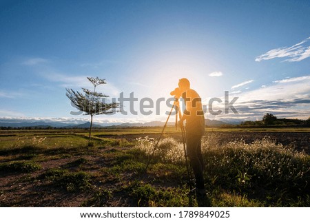 Silhouette Young men Travelers standing are Shooting photograph