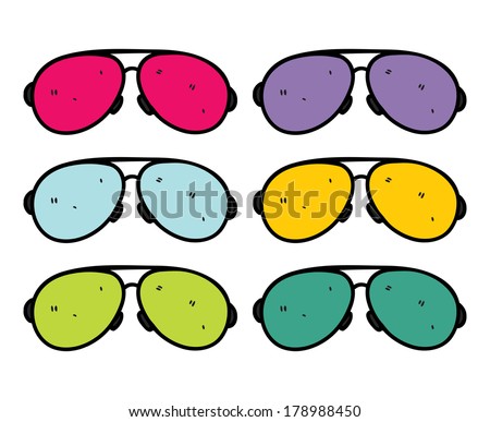 retro sun glasses in doodle style