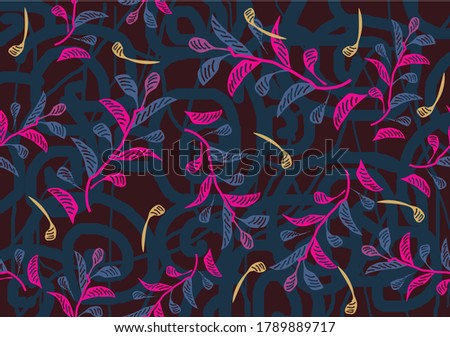 Indonesian batik motifs with distinctive butterfly and plant shape patterns. Vector, EPS10