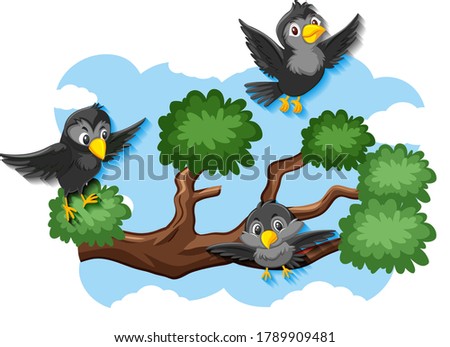 Happy bird flying in nature illustration