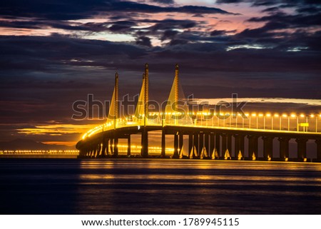 2nd Penang Bridge view during sunrise of George Town, Penang Malaysia