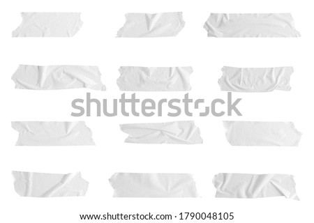 Realistic adhesive tape collection. Sticky scotch tape of different sizes isolated on white background. Royalty-Free Stock Photo #1790048105