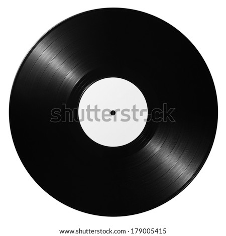 Black vinyl record isolated on white background Royalty-Free Stock Photo #179005415