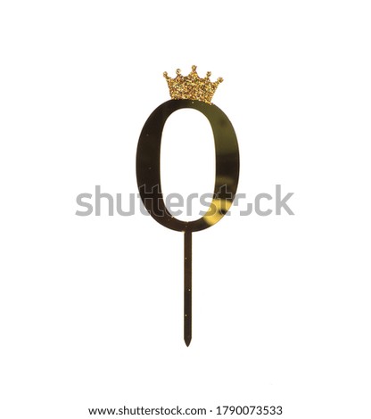 golden number 0 isolated on white background