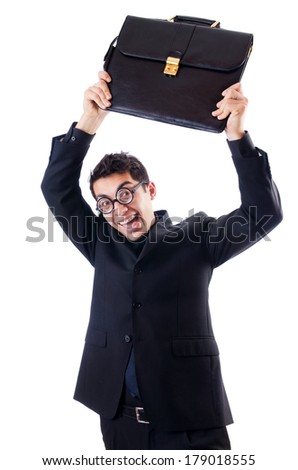 Nerd businessman isolated on the white