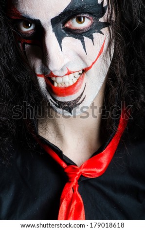 Close up of evil clown face