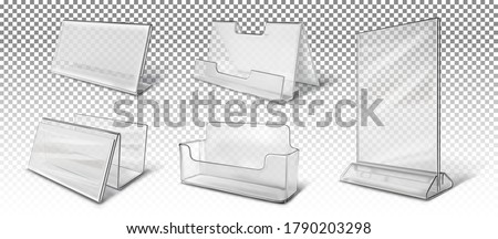 A big set of different business card holders, stands for brochures, advertising. Vector 3d realistic illustration. Royalty-Free Stock Photo #1790203298