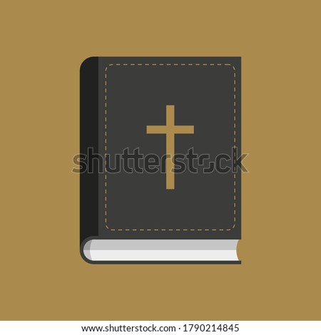 Bible flat design vector icon. Book with christian cross.