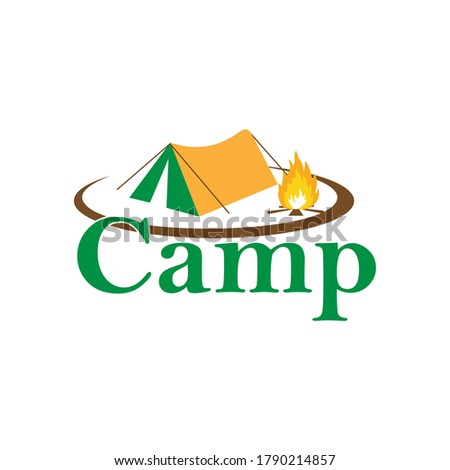 Vector template of logo design camp with a campfire