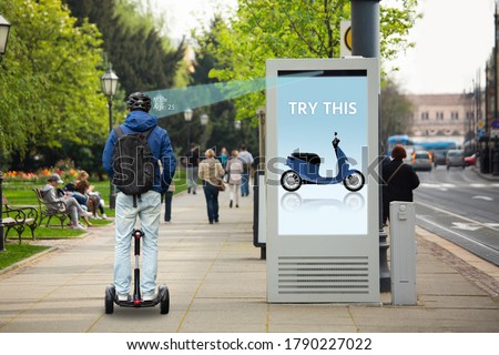 Street advertising screen with face recognition system