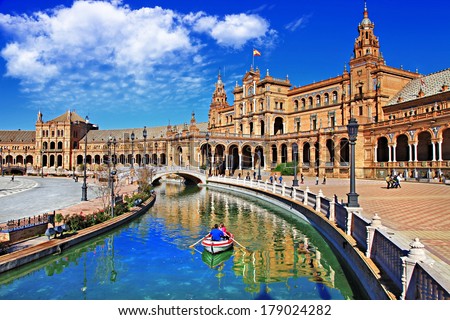 beautiful Plaza de Espana, Sevilla, Spain  Royalty-Free Stock Photo #179024282