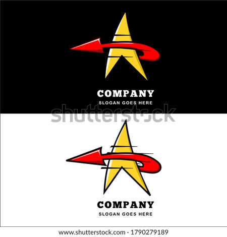 The arrow star logo designed in white and black background