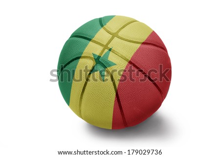 Basketball ball with the national flag of Senegal on a white background