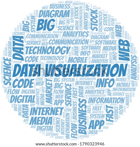 Data Visualization vector word cloud, made with text only.