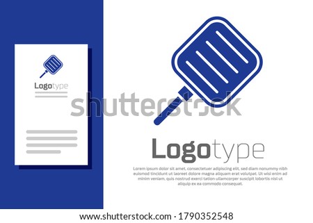 Blue Frying pan icon isolated on white background. Fry or roast food symbol. Logo design template element. Vector Illustration