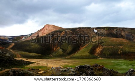 Group of Hikers Exploring Landmannalaugar, Iceland