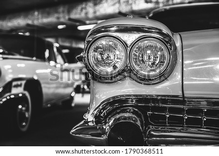 Retro car. black and white photography