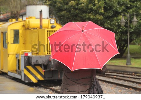 Train station in a rainy day