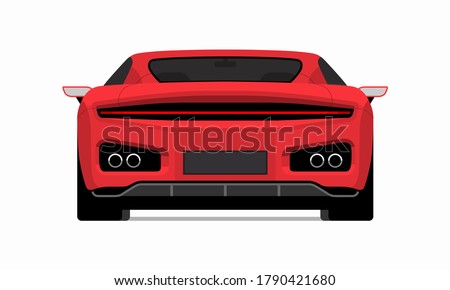 Sports car in flat design style. Rear view of the supercar isolated on white background Royalty-Free Stock Photo #1790421680