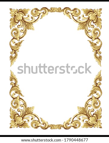Pattern of flower carved frame isolated on white background
