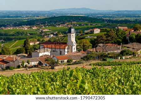 village of Chiroubles in the Beaujolais vineyard in the Rhône department in France
 Royalty-Free Stock Photo #1790472305