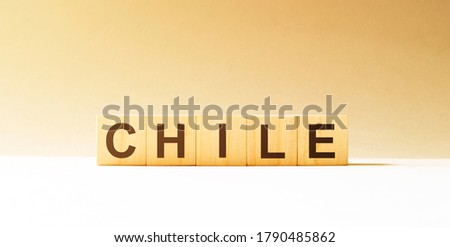 Word CHILE made with wood building blocks