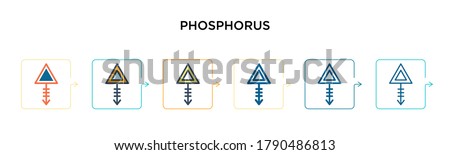 Phosphorus vector icon in 6 different modern styles. Black, two colored phosphorus icons designed in filled, outline, line and stroke style. Vector illustration can be used for web, mobile, ui