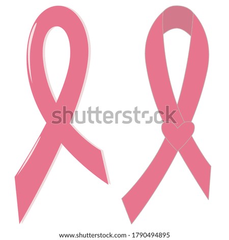 Breast Cancer Awareness Ribbon. Vector illustration. Pink ribbons. Isolated on white background. 