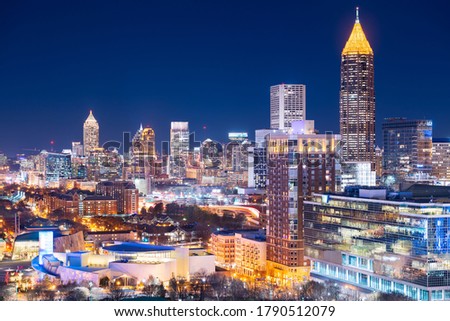 Atlanta, Georgia, USA downtown skyline at night.