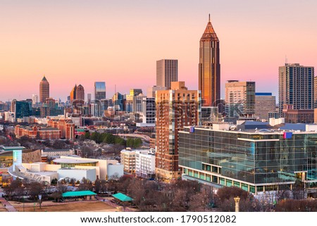 Atlanta, Georgia, USA downtown skyline at twilight.