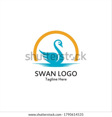 Swan logo simple icon template vector illustration creative design