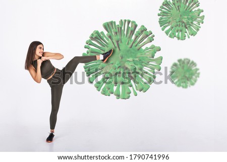 Virus attack, defend from the virus concep. COVID-19 Coronavirus protection with immune system. Stay healthy Royalty-Free Stock Photo #1790741996