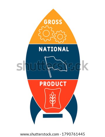 GNP -  gross national product business concept background. vector illustration concept with keywords and icons. lettering illustration with icons for web banner, flyer, landing page, presentation