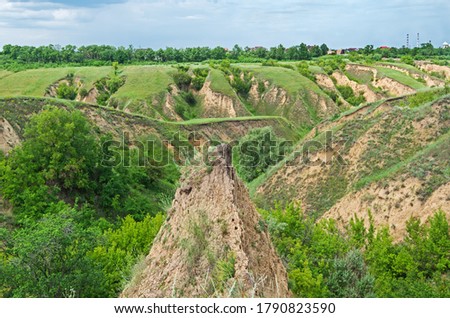 Gully is landform created by running water, eroding fast soil, typically on a hillside