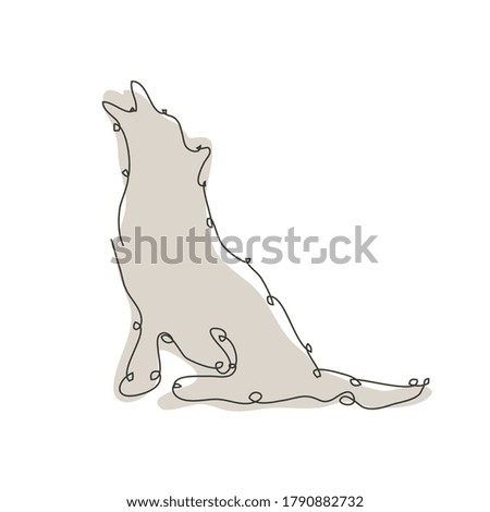 Decorative hand drawn wolf, design element. Can be used for cards, invitations, banners, posters, print design. Continuous line art style. Animal theme