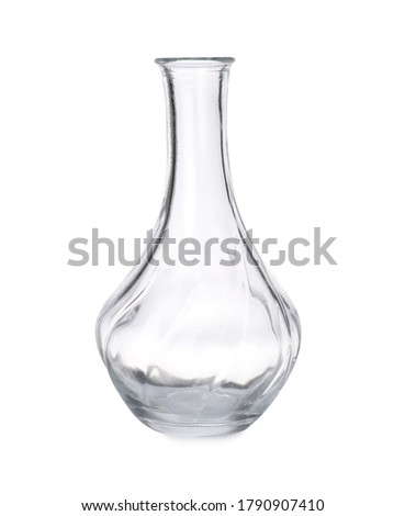 Stylish empty glass vase isolated on white Royalty-Free Stock Photo #1790907410