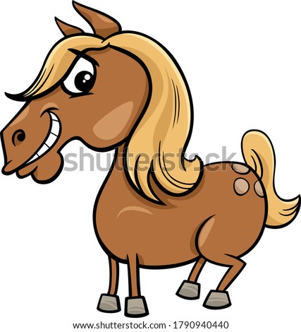 Cartoon Illustration of Funny Horse or Pony Farm Animal Character Royalty-Free Stock Photo #1790940440