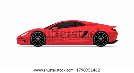 Sports car in flat style. Side view of the supercar isolated on white background. Royalty-Free Stock Photo #1790951462