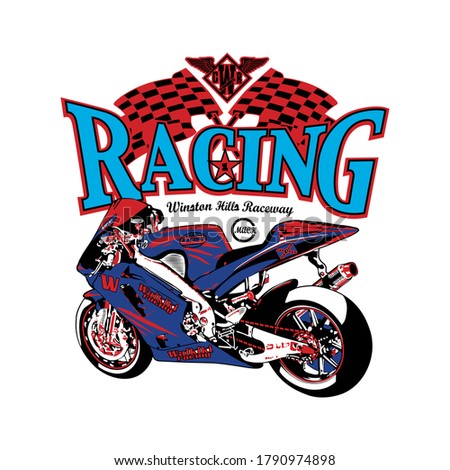 Racing bike vector printable t-shirt design,tattoo design, poster design 
