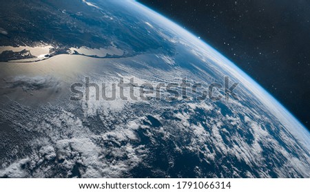 Earth planet surface in outer space collage. Abstract wallpaper. Our home. Elements of this image furnished by NASA
