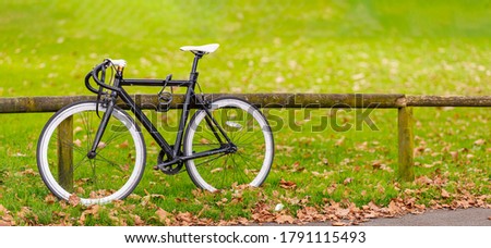 Vintage bicycle by fence. Bavaria, Germany, Europe.