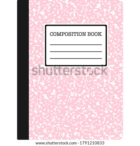 Composition notebook cover with copy space isolated on white background