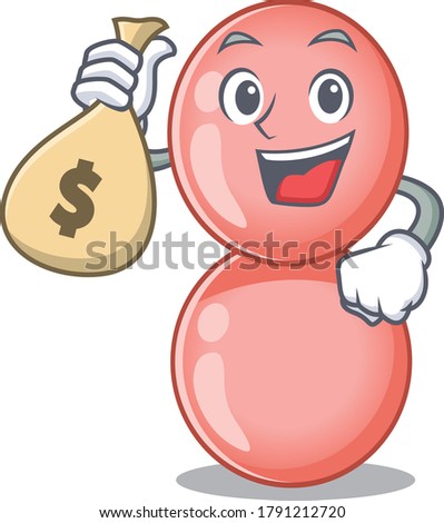 Rich neisseria gonorrhoeae cartoon design holds money bags