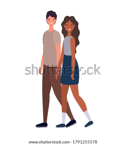Isolated couple of black woman and man avatars cartoons design, Person people and human theme Vector illustration