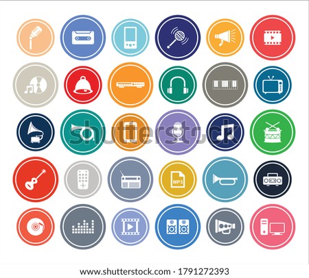 Music & Entertainment Infographic Round design Icon Sets For Web, App And Design.